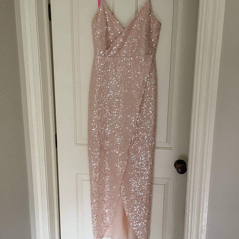Betsey Johnson Sequin Tulip Hem Gown